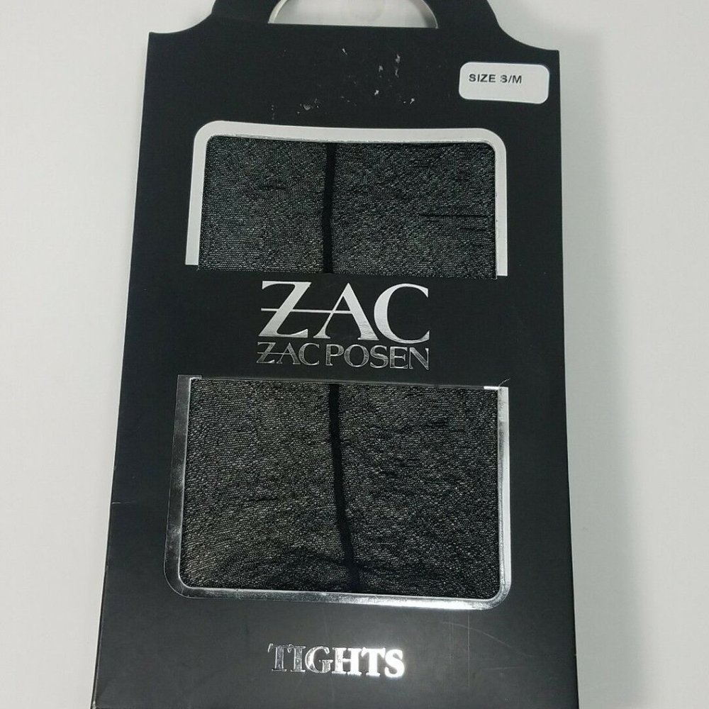 ZAC POSEN TIGHTS BLACK NYLON NEW RN 114624 SIZE SM